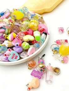 30/50/80/100pcs/Pack Random Mixed Color Realistic Cute Resin Food DIY Pendant, For DIY Earrings, Bracelets, Jewelry Making Accessories - Multicolor - View 8