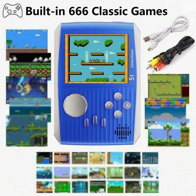 1pc YIYI Portable Handheld Game Console, Retro Mini Video Game Player With 666 Classic FC Games, 350mAh Battery, 2.8" Color Screen, Birthday/Christmas Gift For Boys, Girls And Adults, 4 Colors