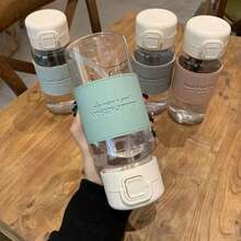 500ml Leak-Proof Water Bottle With Straw, Portable Minimalist Style Cup Suitable For Milk, Coffee, Tea, Juice And Other Beverages, Hand Washable, Fit For Sports, Fitness, Travel - Multicolor - View 3