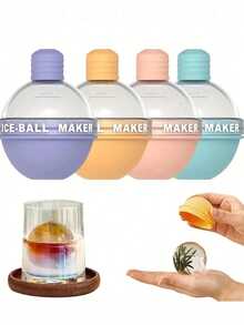 1/4Pcs 2.5in Silicone Ice Ball Maker Sphere Ice Mold For Whiskey Cocktails Kitchen Tool - Multicolor - View 4