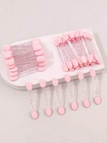 100/50pcs Double-Sided Pink & Black Multi-Functional Nail Art Brushes, Nail Art Painting Tools - Multicolor - View 2