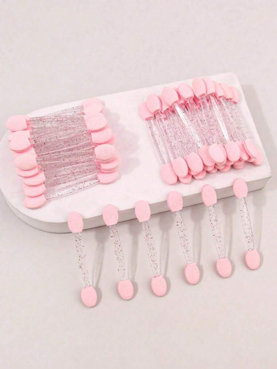 100/50pcs Double-Sided Pink & Black Multi-Functional Nail Art Brushes, Nail Art Painting Tools - Multicolor - View 1