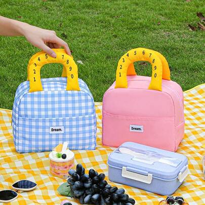 1 Bolsa de almuerzo con estilo de dopamina de color caramelo, que incluye bolsa de almuerzo, bolsa de almuerzo aislada para trabajadores de oficina, bolsa bento, bolsa de hielo, bolsa de almuerzo de estudiante con gran capacidad y asa