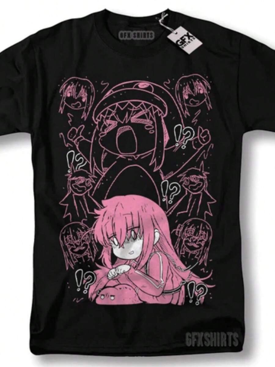 Hitori Gotou Bocchi The Rock Shirt Kawaii Yamada Nijika Ijichi Anime T-Shirt-2 - màu đen - Xem 1