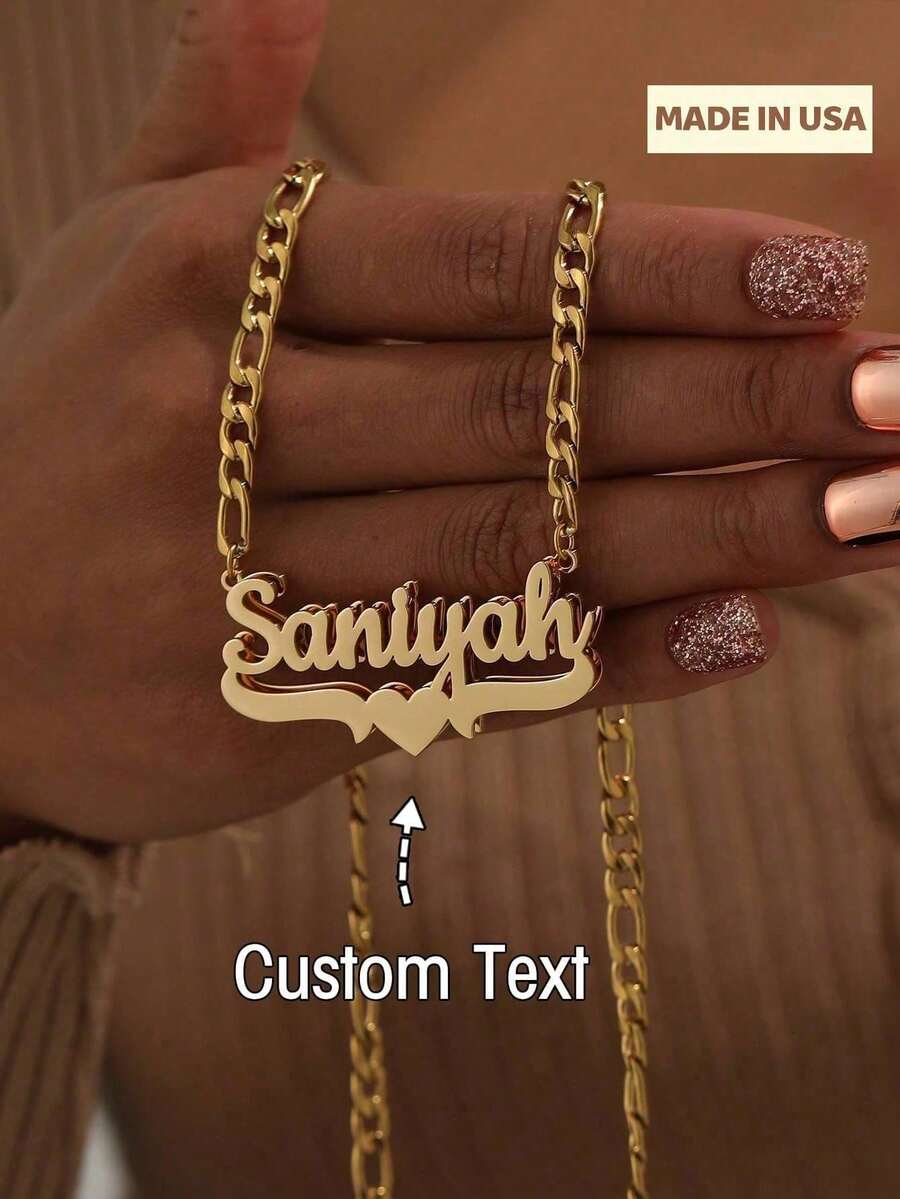 Customized Stainless Steel Double-Layer Necklace, Heart-Shaped And English Letter Collarbone Chain Pendant Accessory, Is An Ideal Gift For Couples, Friends, Family, Mother's Day. Available In Gold And Silver, Fashionable, Stretchable, Simple, Casual, Personalized, It Is A Unique Gift For Girlfriends, Mothers, Family, Friends, Daughters, Suitable For Anniversaries, Valentine's Day, Mother's Day, Birthdays, Graduation Ceremonies, Daily Wear, Weddings, Dances And Other Occasions. Gold, Fashionable, Colorful, Retro, , Minimalist Y2K, In The 2000s, Fashion, Customization, Personalization, And Uniqueness Made It An Ideal Gift For Her, Boyfriend, Girlfriend, Dad, Mom, Family, And Friends. It Is Suitable For Anniversaries, Birthdays, Graduation Ceremonies, Dances, Parties, Ladies' Jewelry, Study Supplies, Back To School, Office, School, Classrooms, Teacher Gifts, Universities, And Other Occasions. - 彩色 - 查看 1