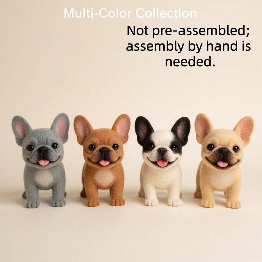 1Set Animal Crochet Kit For Beginners, Beginner Crochet Kit For Adults With Step-By-Step Text Tutorials, Dog DIY Knitting Kit, Cute Funny Home Decorative Ornaments, Birthday Valentine's Day Easter And Christmas Gifts - White French Bulldog - View 1