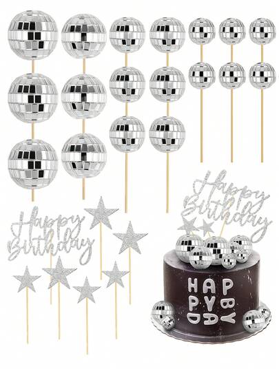 1970s Disco Ball Cake Topper, Happy Birthday Cake Decorations, Disco Ball Cake Toppers, Disco Theme Cake Decorations, Disco Ball Center Piece, Suitable For Disco Theme Party, Disco Party Supplies