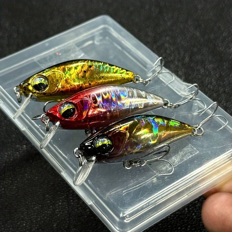 3pcs/Box 4.8cm 4.8g Micro Minnow Fishing Lure, Slow Sinking Swimbait Soft Bait For Stream Fishing - Multicolor - View 1
