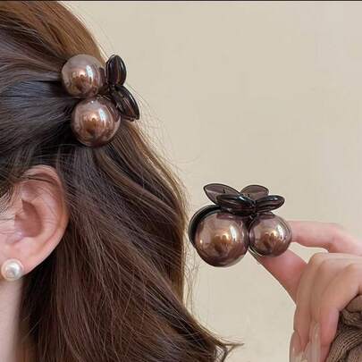 Cute Cherry Shaped Hair Clip - Mini Clamp Hair Accessory For Women & Girls, Perfect For Daily, Party, Holiday Wear, Sweetly Fixes Bangs And Adds Fun Hairstyle Accent