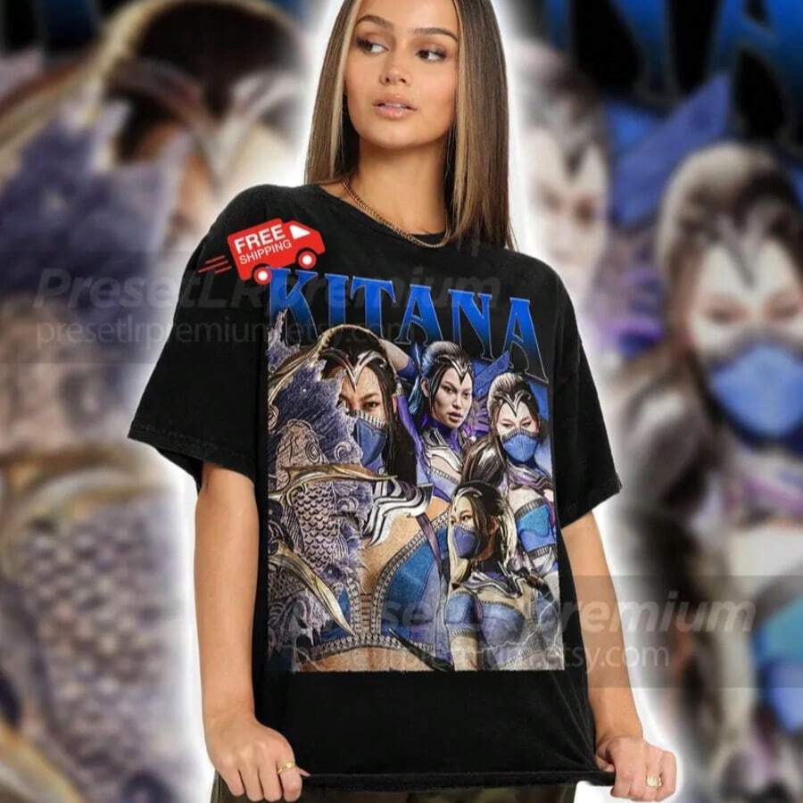 Kitana MortalS KombatS Tee Retro Gamer T-Shirt ID - Black - View 1