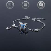 1件优雅甜美的925纯银镂空心形蝴蝶镶嵌立方氧化锆首饰，适合日常、派对、节日、约会、送礼等场合。 - 銀色 - 查看 5