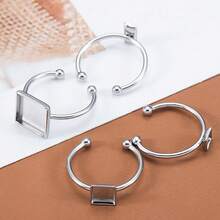 10个不锈钢开口戒指底座，扁平空白底座，适用于DIY珠宝制作、宝石镶嵌 - 不銹鋼戒指托 - 查看 3