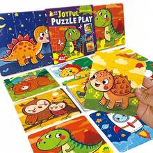 beartale 36pcs 4-In-1 Children's Puzzle Set, Including Transportation, Animals, Dinosaurs, And Space Themes, Suitable For Preschoolers Montessori Educational Games, Developing Coordination And Hands-On Ability, Parent-Child Interactive Game - Multicolor - View 9