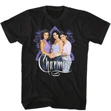 Charmed Sisters 90s TV Show Plus Size T Shirt 100 Cotton Crew Neck Tee With Iconic Charmed Sisters Print Casual Fan Merchandise Gift For Black Fantasy Series Apparel - Đen 1 - Xem 1