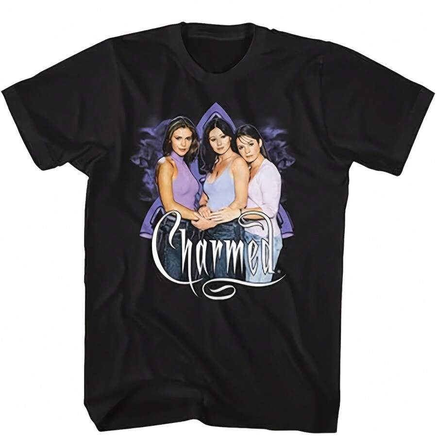 Charmed Sisters 90s TV Show Plus Size T Shirt 100 Cotton Crew Neck Tee With Iconic Charmed Sisters Print Casual Fan Merchandise Gift For Black Fantasy Series Apparel - Đen 1 - Xem 1