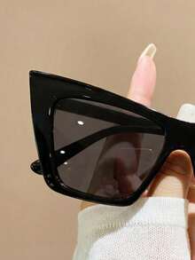1 Pair Women's Cat Eye PC Frame Solid Color Fashion Glasses For Daily Wear - Black - View 3