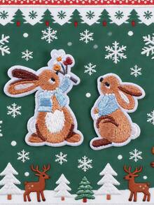 1 pieza/2 piezas Parche bordado con diseño de conejo, parche de animal de dibujos animados, parche bordado DIY, parche termoadhesivo - Multicolor - Ver 16