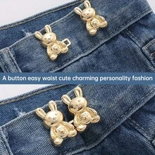 Detachable Rabbit Design Waist Button, Denim Waist Extender Adjustable Elastic Waist Button - Multicolor - View 9