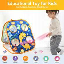 Juego infantil 3 en 1 de lanzamiento de bolsas de frijoles, juego de fiesta/carnaval con temática de dinosaurios, juguete para exteriores y patio trasero, juguete para niños pequeños de 2 a 5 años, ideal para niños y niñas - Azul - Ver 2