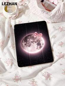 1个粉色月亮蝴蝶结图案扁平保护套，兼容10.2英寸、11英寸（2021/2020/第十代）Pro、Mini 4/5/6、（A16）11英寸（第十一代，2025）、Galaxy Tab A8 10.5英寸（2022）、Matepad 10.4/Tab，带笔槽，防摔，平板电脑支架保护套，2026年新年礼物 - 彩色 - 查看 1