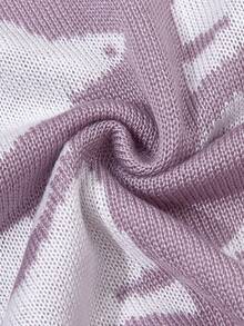 1pc Baby Knitted Blanket, Minimalist Jacquard Cartoon Animal Pattern, Windproof Stroller Cover, Suitable For All Seasons - Dusty Pink - View 3