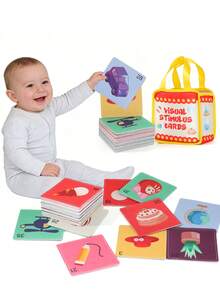 0-6 Months Baby Early Education Handheld Cloth Cards, 36 Patterns, Adorable Animals + Creative Shapes Colorful Fabric Flash Cards, Visual Stimulation Training Cards, Handheld Design Storage Bag, Parent-Child Interactive Toy, Newborn Early Education Gift, Ideal For Baby/Children's Day/Birthday - Multicolor - View 9