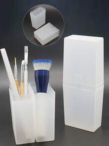 Retractable Makeup Brush And Nail Tool Organizer With Lid , Transparent Plastic Container Cup, Makeup Artist Travel Brush Organizer | Suitable For Vanity, Professional And Everyday Use, Multi-Functional Pen/Pencil/Straw Organizer - Multicolor - View 7