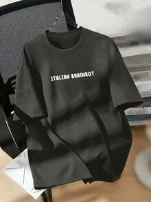 Áo thun in hình ngộ nghĩnh "ITALIAN BRAINROT" dành cho bé trai tuổi teen, thích hợp mặc thường ngày, dạo phố, đi học, dự sự kiện, áo mùa hè thời trang cho bé trai. - Màu xám đen - Xem 7