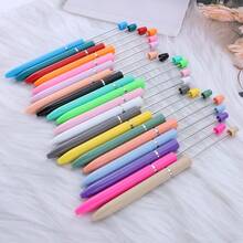 12pcs Random Color Macaron Style Long Thin Ballpoint Pens, DIY Pen Making Supplies, Jewelry Accessories, Stationery, Creative Craft Silicone Beads, Focal Beads, Holiday Gift Box - Multi-color Random Distribution - View 6