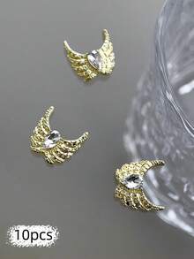 10pcs Nail Charms, Bear, Heart, Star, Moon, Bow, And Butterfly Openwork Diamond-Studded Gold Nail Charms; Luxury Metal Nail Supplies; Shiny White Rhinestone Nail Gems; Suitable For Multi-Functional DIY Accessories Nail Decoration Nails - Multicolor - View 27