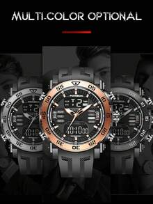 Reloj de cuarzo multifuncional de negocios para hombres LIGE, con pantalla dual, resistente al agua, luminoso y calendario de moda - Plateado - Ver 10
