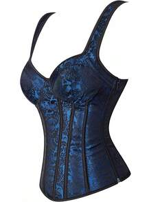 Overbust Corset Tops For Women: Plus Size Pirate Costume Women - Straps Bustier Corsets For Theme Party Costumes - 寶藍色 - 查看 2