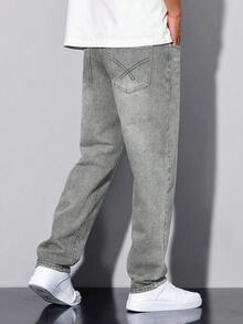 Shendy Vendy Men's Slim Pants, Fashion Stretch Skinny Denim Pants, Classic Men's Jeans With Pocket - 淺灰色 - 查看 2
