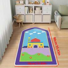 1 pieza Alfombra linda, Alfombra antideslizante, Alfombra de terciopelo de cristal asimétrica, Alfombra lavable, Adecuada para lugares religiosos y oración en el hogar - Dibujos animados - Ver 4