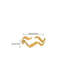 1 Pc Minimalist Wavy Open Ring For Women Gold Color Stainless Steel Geometric Ring Wedding Party Valentine's Day Jewelry Gifts - Gold - View 5