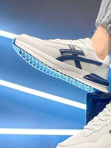 Men's Soft Sole New Casual Sneakers, Lightweight, Fashionable, Shock-Absorbing, Breathable, Versatile Running Shoes - Blue - View 4