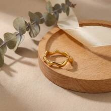 1pc Minimalist Pearl & Rhinestone Shell Geometric Ring, Suitable For Women's Daily Wear - Stainless Steel Ring - View 26