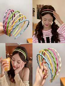 6 قطع مشابك شعر بألوان الحلوى ذات تموجات، شرائط رأس مانعة للانزلاق للمراهقات، إكسسوارات شعر للفتيات - متعدد الألوان - مشاهدة 1