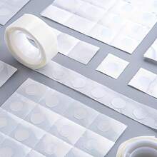 Fita adesiva dupla face transparente de alta aderência, 600 unidades, suporta até 1 kg, sem resíduos, ideal para scrapbooking, diários, decoração de casamentos, aniversários e artesanato. Rolo com 100 unidades. Adesivos removíveis transparentes para balões, 600 unidades - adesivos dupla face, à prova d'água e sem resíduos, perfeitos para decoração de festas, casamentos, Natal e embrulho de presentes. - Redondo - View 2