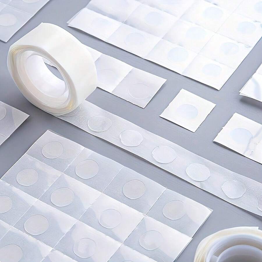 Fita adesiva dupla face transparente de alta aderência, 600 unidades, suporta até 1 kg, sem resíduos, ideal para scrapbooking, diários, decoração de casamentos, aniversários e artesanato. Rolo com 100 unidades. Adesivos removíveis transparentes para balões, 600 unidades - adesivos dupla face, à prova d'água e sem resíduos, perfeitos para decoração de festas, casamentos, Natal e embrulho de presentes.