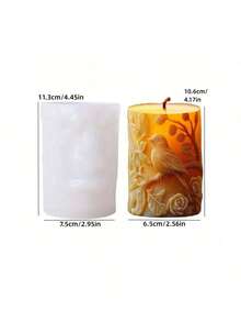 Captivating Bird & Branch Design With Rose Flower Details, Silicone Mold Suitable For DIY Candle Making - White - View 4