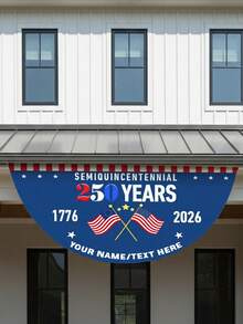 1pc Custom Half-Circle National Flag, Personalized 250th Anniversary Independence Day Porch Banner, Custom Text, Half-Century Celebration Patriotic Outdoor Decor, YQQ American Pleated Half-Circle Flag, 3 X 1.5 Feet, American Patriotic Flag, Suitable For Garden Decor, Indoor/Outdoor Decor, Mother's Day, Father's Day, Easter, Valentine's Day, Christmas, Independence Day, Wedding, Halloween - Multicolor - View 6
