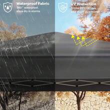 Carpa plegable de 10 x 10 pulgadas - Pabellón exterior de altura ajustable - Gazebo plegable de fácil instalación con bolsa de transporte, 4 sacos de arena, estacas y cuerdas tensoras - Ideal para fie - Gris - Ver 4