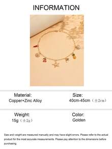 1pc Summer Fashionable Multi-Element Pendant Necklace, Featuring Starfish, Seashell, Cherry, Pineapple, Rainbow, Chili Pepper Charms, Suitable For Women's Daily Wear, Beach Party, Music Festival, Handmade Length Adjustable - Multicolor - View 5