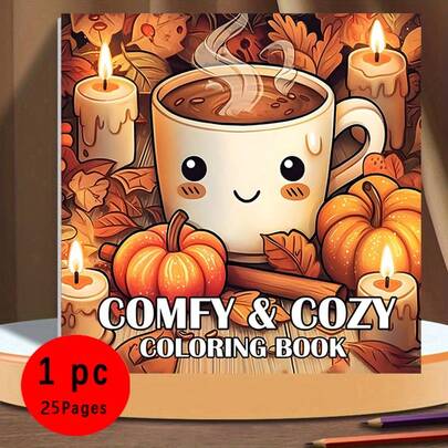 The New Product Is Selling Very Well! (Upgraded Deluxe Edition, Thicker Paper, 20.5*20.5cm) "Comfortable And Cozy Coloring Book," Suitable For Couples And Families, Perfect For Parties, Valentine's Day, Birthdays, And Other Holidays. Drawing And School Supplies, 22 Pages, Book, Coloring Book, School Supplies, School, Christmas, Halloween, Birthday, Back-To-School Gift, Coloring Book.