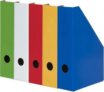 Carpeta revistera, fabricada en cartón rígido resistente, 7 cm de ancho, 5 colores, pack de 5.