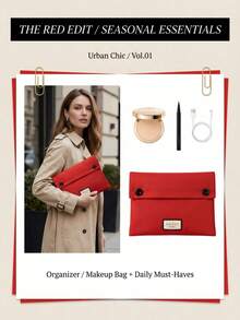 Gucci Women's Red Cosmetic Bag, Large Capacity Portable Handbag, Convenient Storage, Vintage Elegant, Suitable For Outdoor Carry - Red - View 2