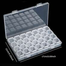 1pc Transparent Storage Box, 28 Grids DIY Diamond Painting Box, Jewelry Organizer, Plastic Storage Container For Fake Nail , Rhinestone Beads Storage Case - Clear - View 12