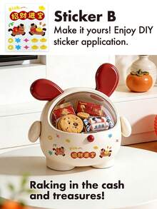 1pc Rabbit Shaped Desktop Storage Box, Cute Accessory Organizer Box With Flip Cover - Multipurpose Storage For Cosmetics, Candy, Keys, Jewelry Etc. | Suitable For Office, Dorm, Bedroom Desk Organization | Great Gift For Girls, Birthday, Back To School, Christmas Decor, Easter, Women's Day, Mother's Day, Children's Day - Multicolor - View 13