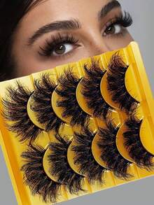 【5对装】14毫米（0.55英寸）全头假睫毛 - 持久蓬松，极致浓密，打造迷人眼妆 - 黑色 - 查看 1